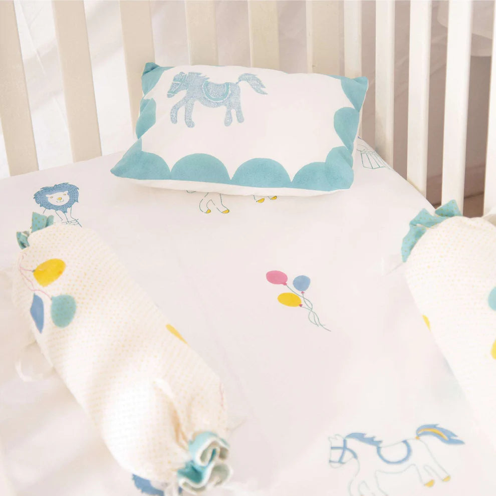 Cot Bedding Set - I am Going to the Circus (Teal)