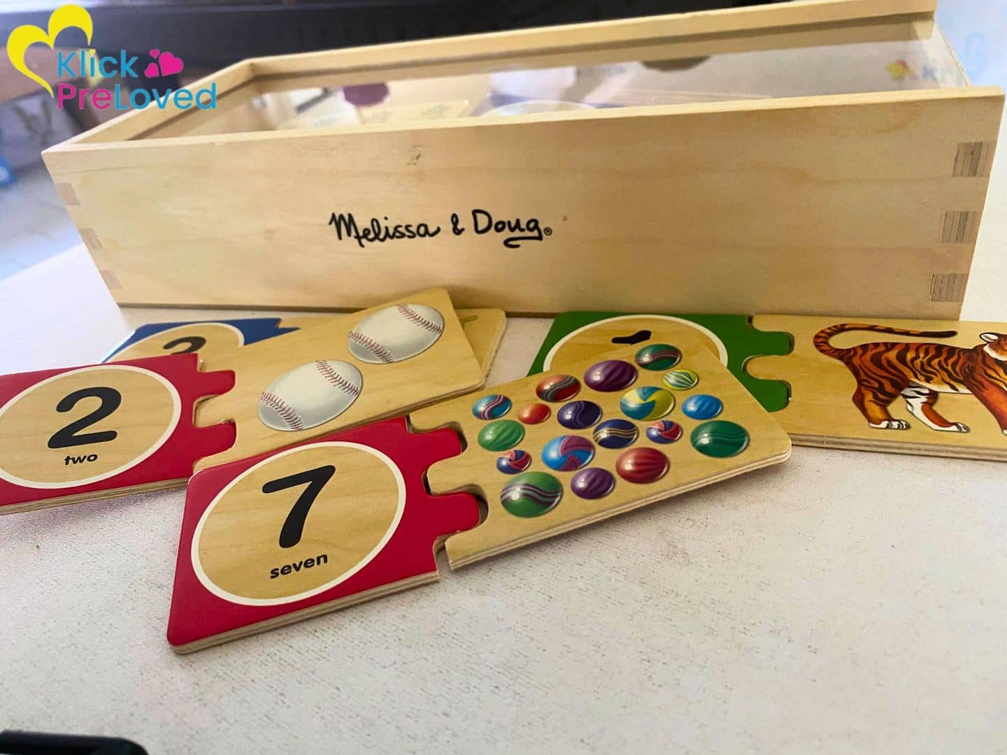 PreLoved Melissa & Doug Montessori Self - Correcting 1-20 Wooden Number Puzzles With Storage Box (40 pcs) for Ages 4+ (Gently Used)