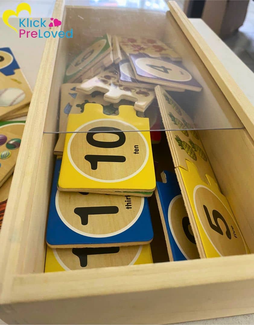 PreLoved Melissa & Doug Montessori Self - Correcting 1-20 Wooden Number Puzzles With Storage Box (40 pcs) for Ages 4+ (Gently Used)