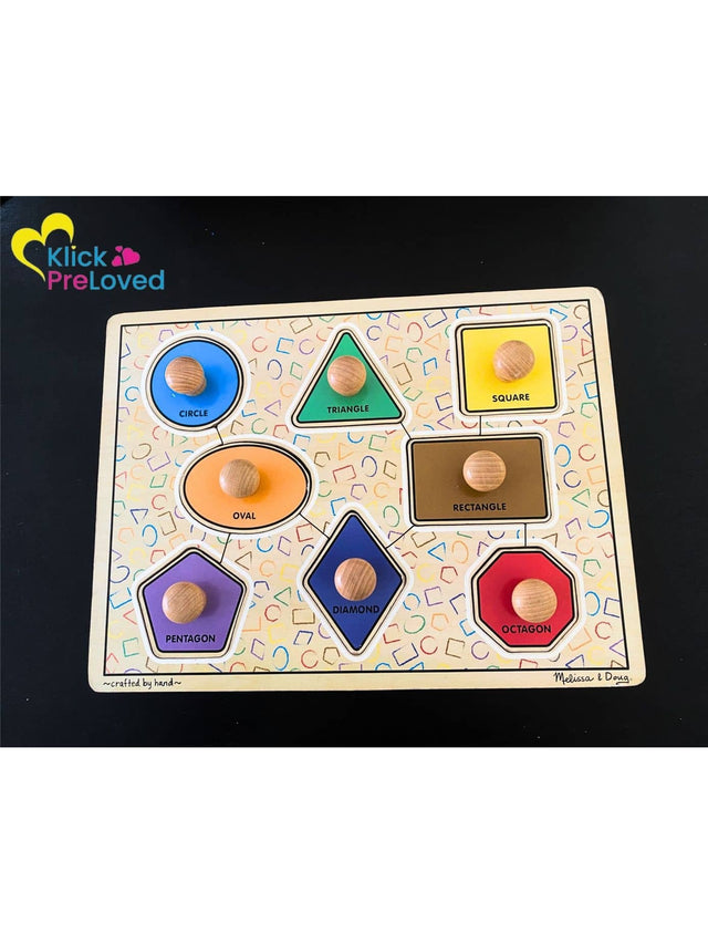 PreLoved Melissa and Doug Montessori Geometric Shapes Jumbo Knob Puzzles for Ages 1+ (Gently Loved)