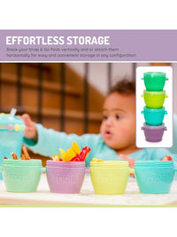 Melii Snap & Go Baby Food Storage Containers with Lids 4 Pack (4oz)