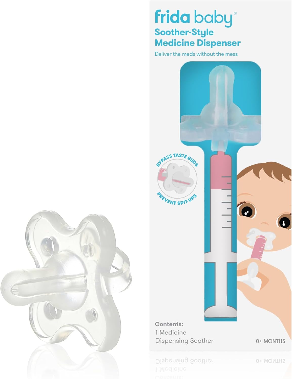 Frida Baby MediFrida Medicine Dispenser Dummy, Suitable for Newborns and Babies, Use with any Standard Syringe, Mess & Fuss Free