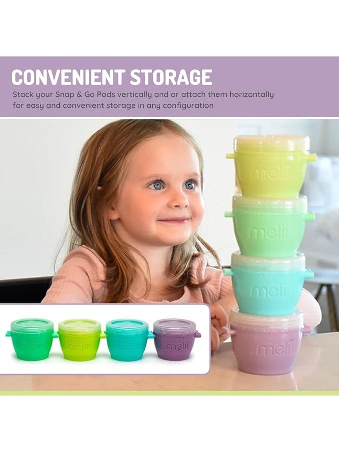 Melii Snap & Go Baby Food Storage Containers with Lids 4 Pack (6oz)