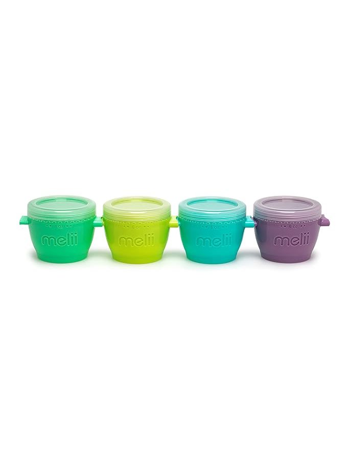 Melii Snap & Go Baby Food Storage Containers with Lids 4 Pack (6oz)