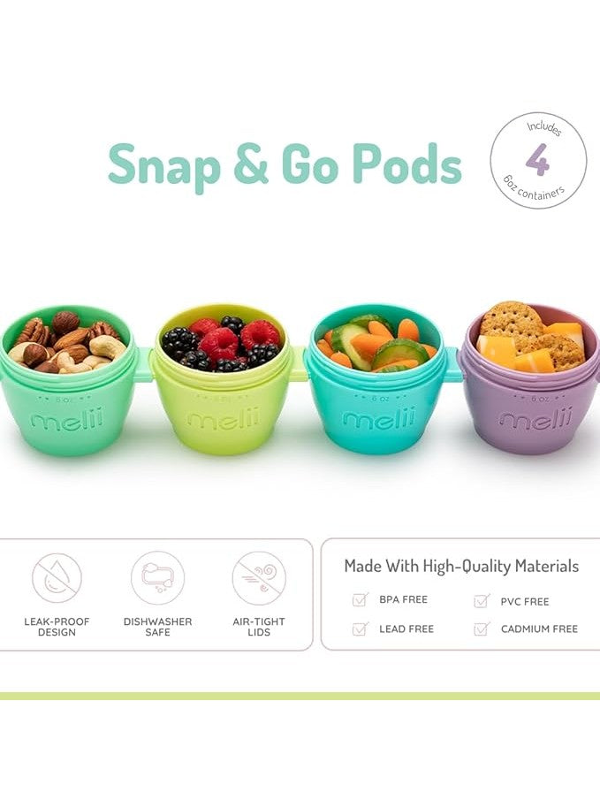 Melii Snap & Go Baby Food Storage Containers with Lids 4 Pack (6oz)