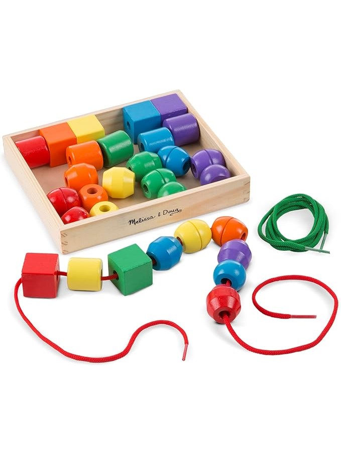 Melissa & Doug Wooden Lacing Beads