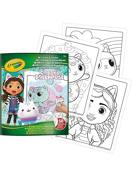 Crayola Gabby Dollhouse Colour & Sticker Book with 50+ Stickers