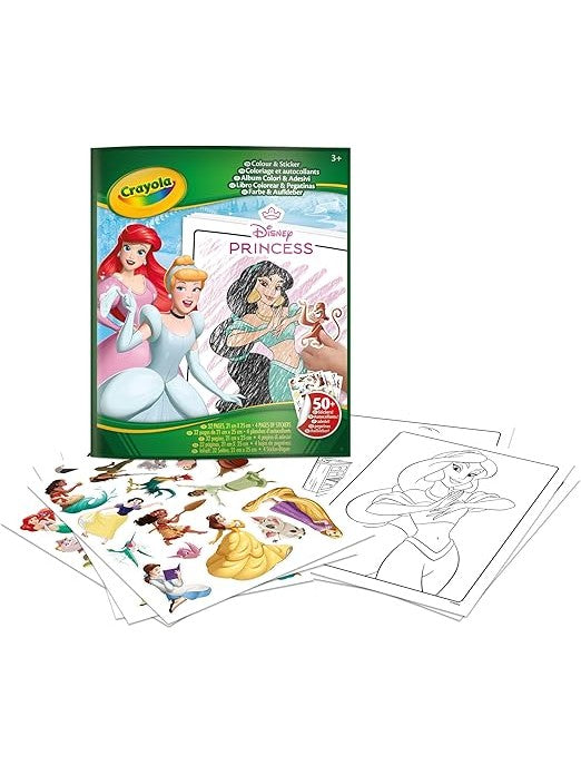 Crayola Disney Princess Colour & Sticker Book with 50+ Stickers