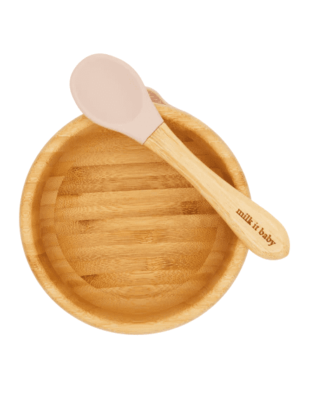 Bamboo Suction Baby Bowl and Spoon – Berry Blue