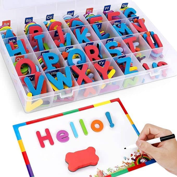 Magnetic Letters 208 Pcs with Magnetic Board and Storage Box