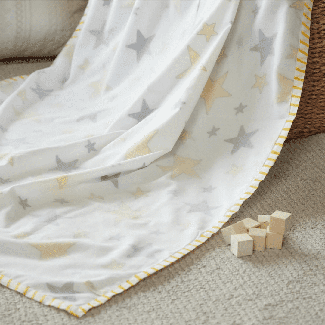 Superbaby Flies Over Town Blanket - Yellow