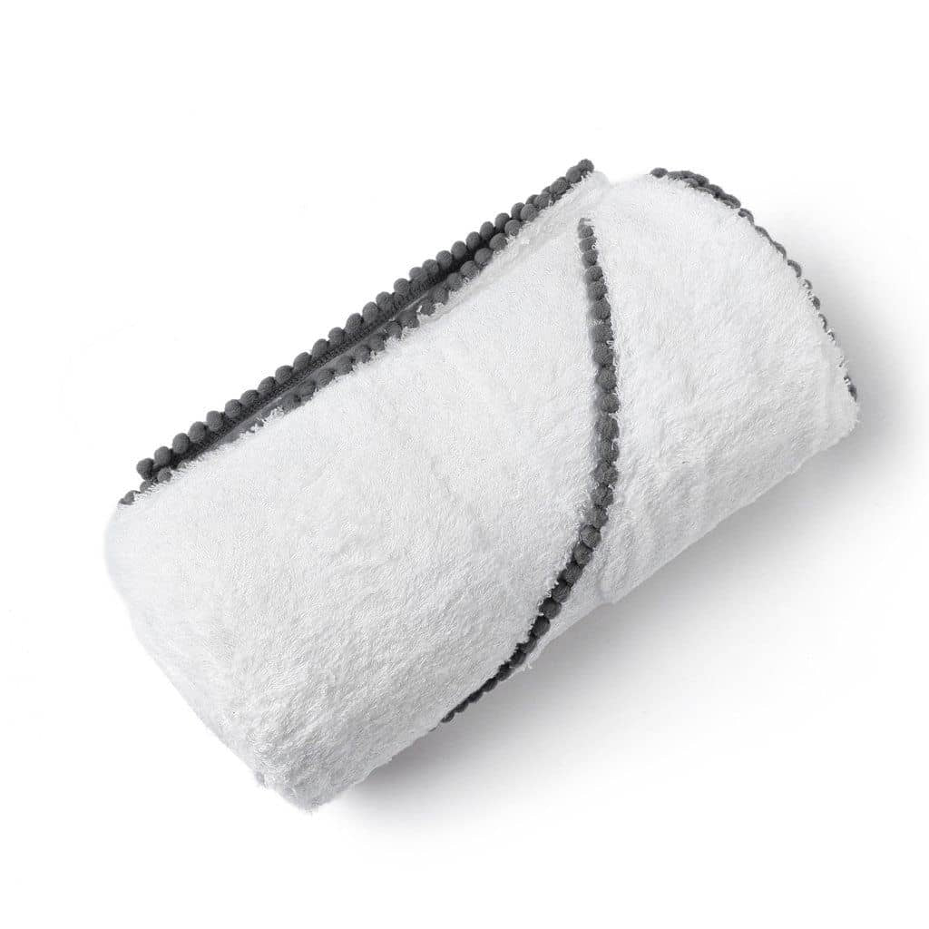 Malabar Baby Grey Bamboo Cotton Pom Pom Hooded Towel