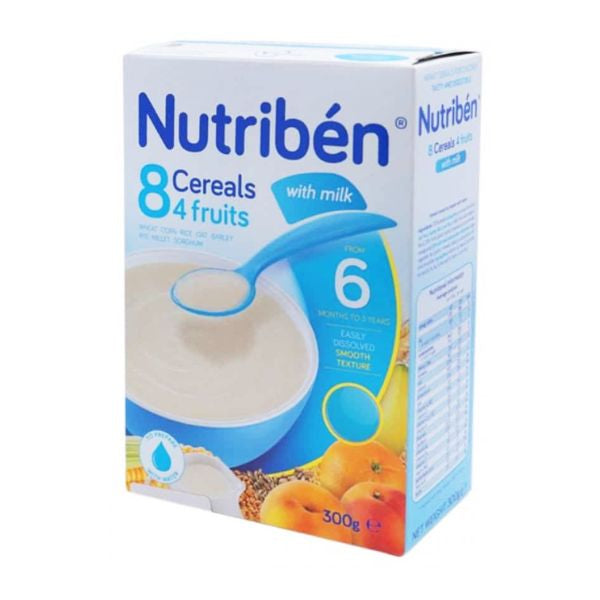 Nutriben 8 Cereals + 4 Fruits with Milk- 6 Months to 3 Years – 300g