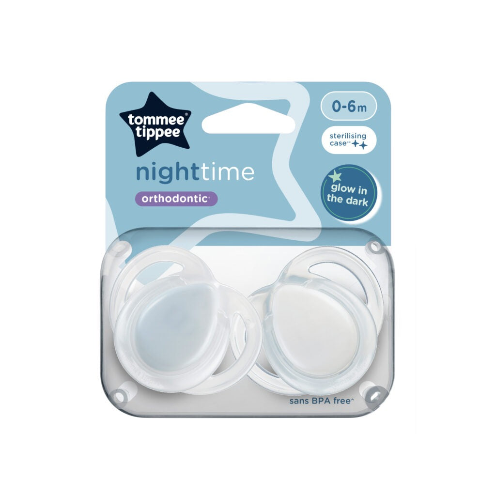 Green Tommee Tippee Night Time Soothers 0-6m x2