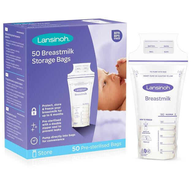 Lansinoh Breast Milk Storage Bags Breastmilk Pouches for Fridge - 50pcs