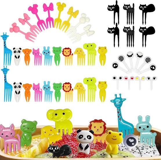 46pcs Plastic Animal Fruit Fork