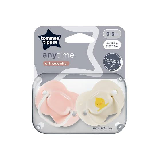 Tomme Tippee Anytime Soothers 0-6m - Pink and Nude