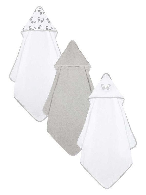 Mothercare Grey Cuddle 'N' Dry Hooded Towels - 3 Pack