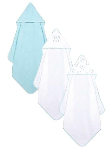 Mothercare Blue Cuddle 'N' Dry Hooded Towels - 3 Pack