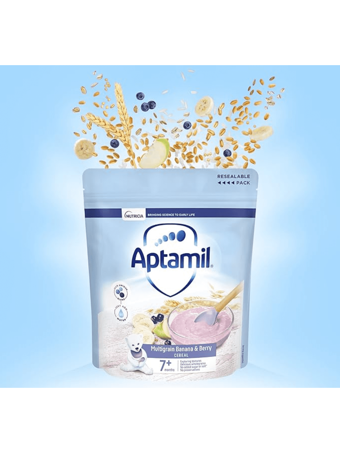 Aptamil Multigrain Banana & Berry Porridge Baby Food Cereal (7+ Months) - 200g