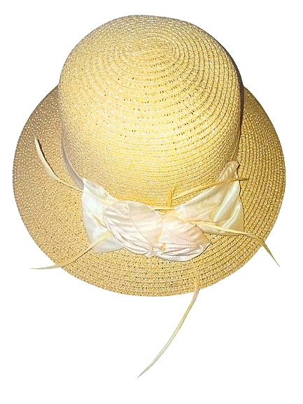 Light-Beige Straw Hat with Bow