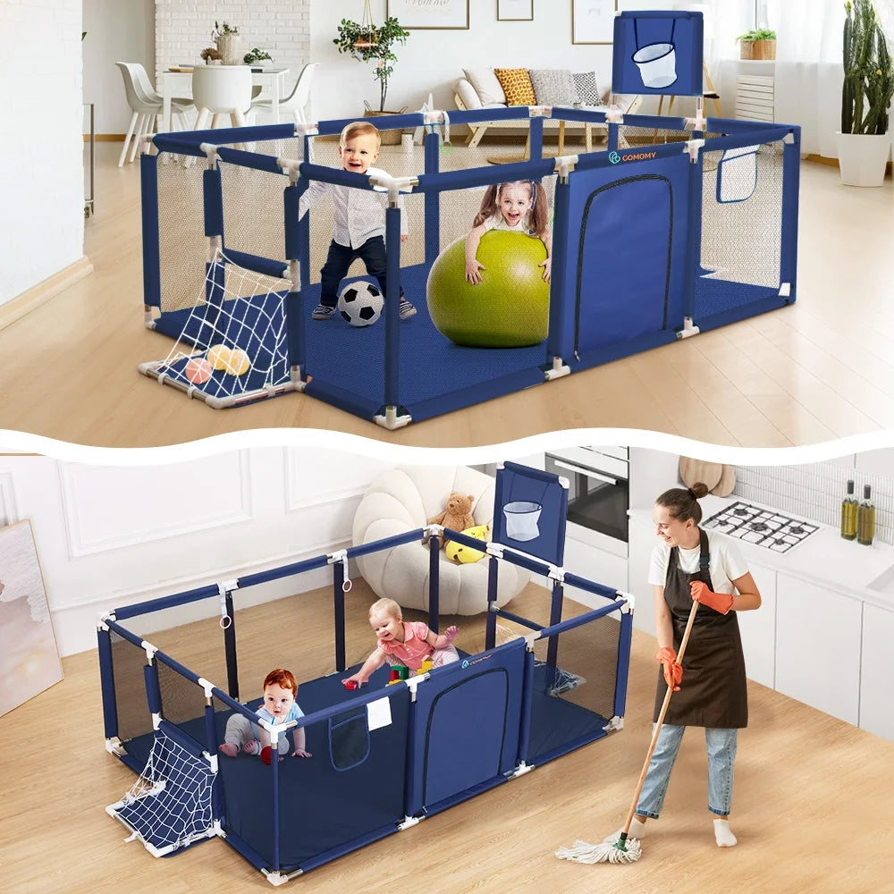 Baby Playpen 71x48inch Large Play Yard for Babies Toddlers, Sturdy Safety Baby Play Area Center