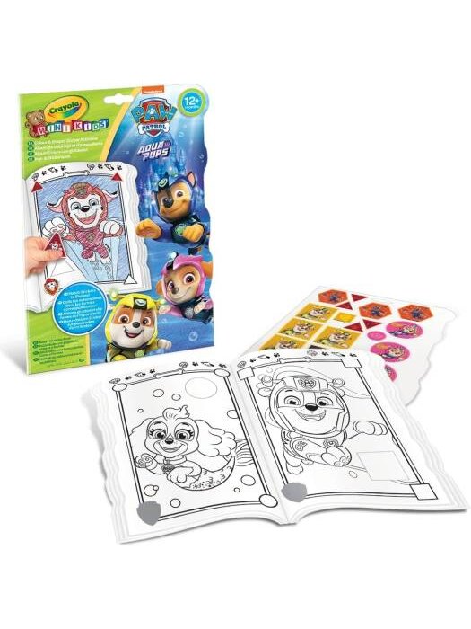 Crayola MiniKids Paw Patrol Colour & Shapes Sticker Activites Book for 12months+