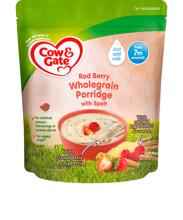 Cow & Gate Red Berry Wholegrain Porridge with Spelt (from 7m onwards) - 200g