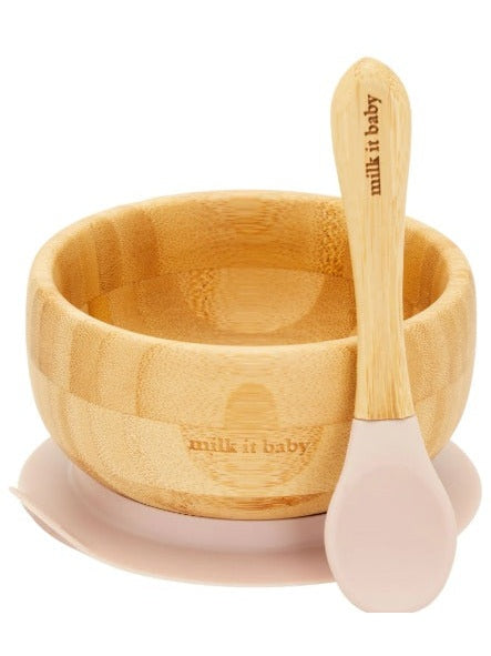 Bamboo Suction Baby Bowl and Spoon – Berry Blue