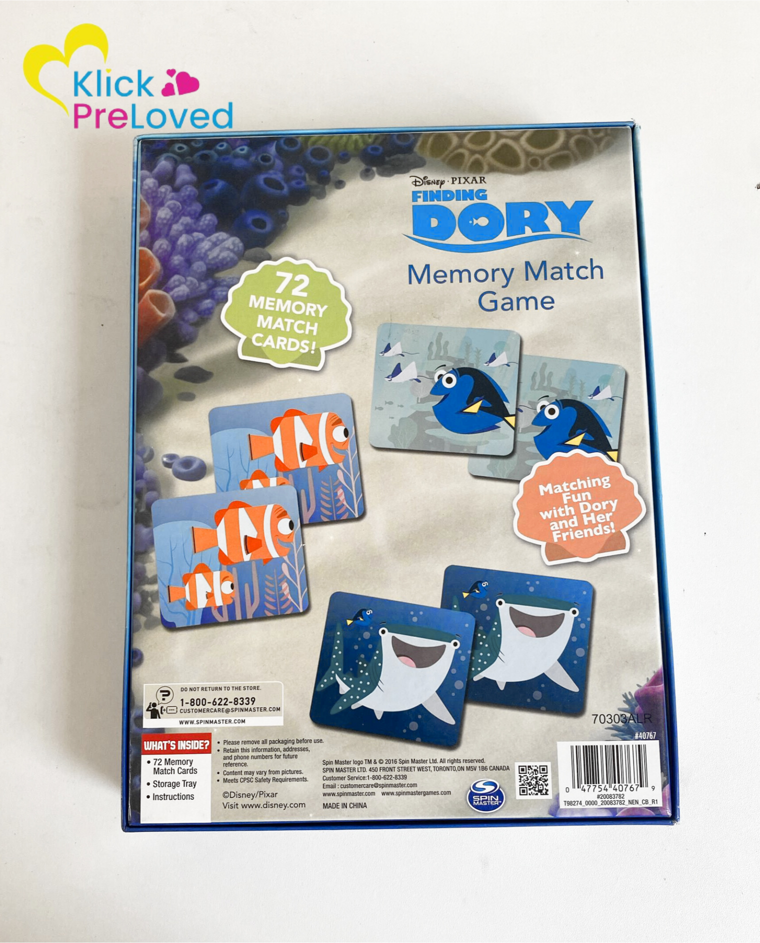 PreLoved Disney Pixar Finding Dory Memory Match Game (Gently Used)