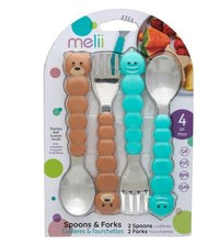 Melii Kids Utensil Set for Kids - Bear & Shark Design (4 pieces)