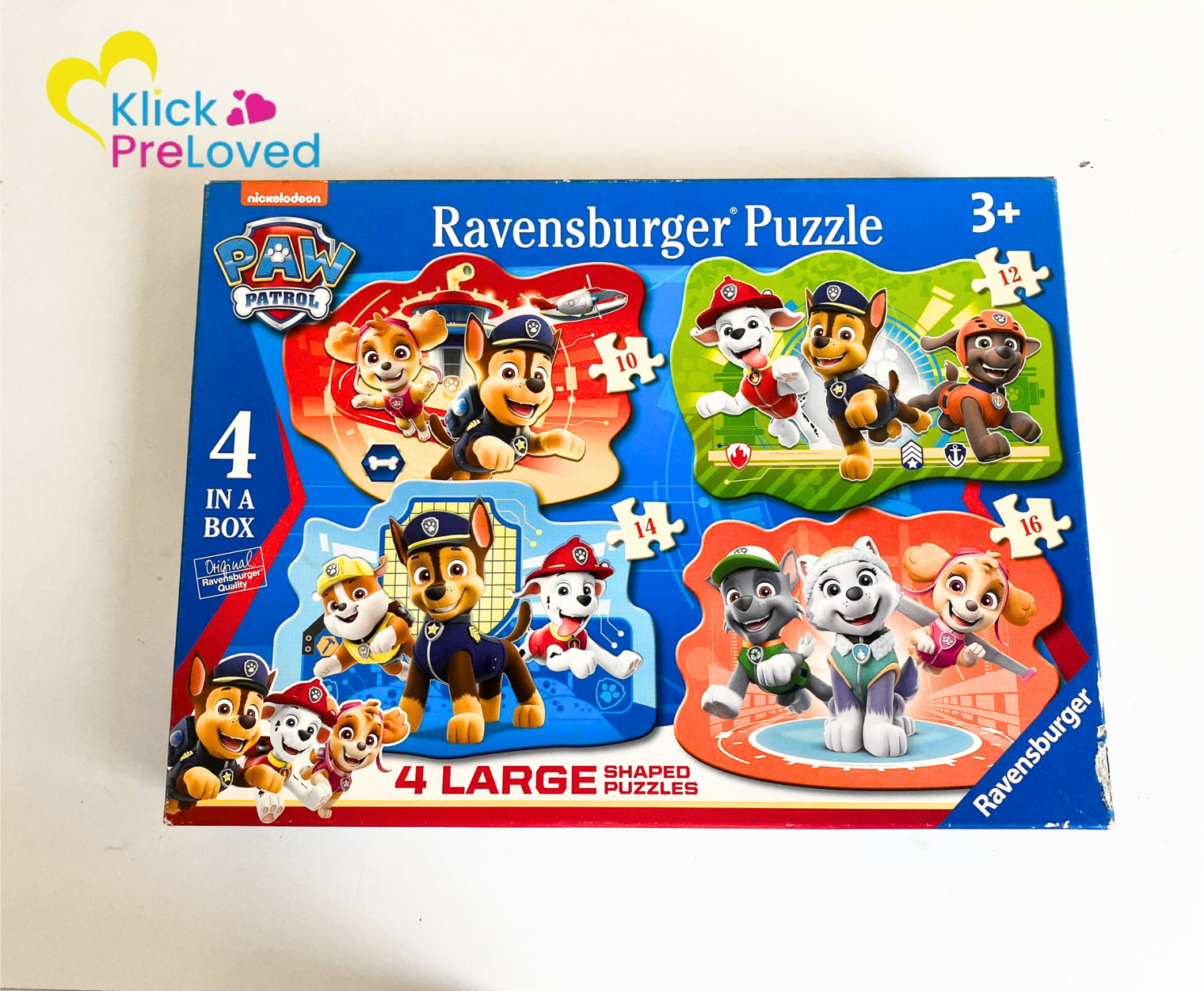 PreLoved Ravensburger Paw Patrol 4 in 1 Large Shaped Puzzles in 10, 12, 14 and 16 Pieces (Gently Used)