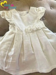 PreLoved Cater's White Baby Church Dress with Rose Petals (Gently Used)