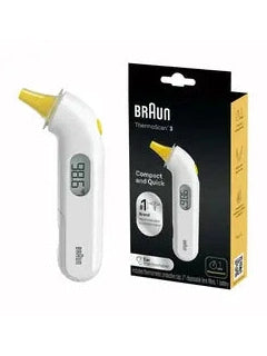 Braun ThermoScan 3 Ear thermometer | 1 second measurement | Audio fever indicator | Digital Display | Baby and infant friendly