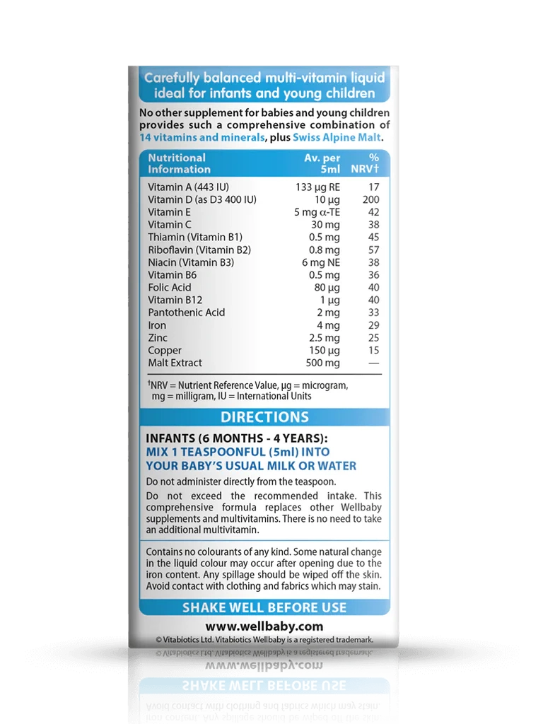 Vitabiotics Wellbaby Multi-vitamin Liquid (6months to 4 years) - 150ml