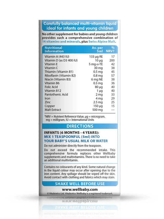 Vitabiotics Wellbaby Multi-vitamin Liquid (6months to 4 years) - 150ml